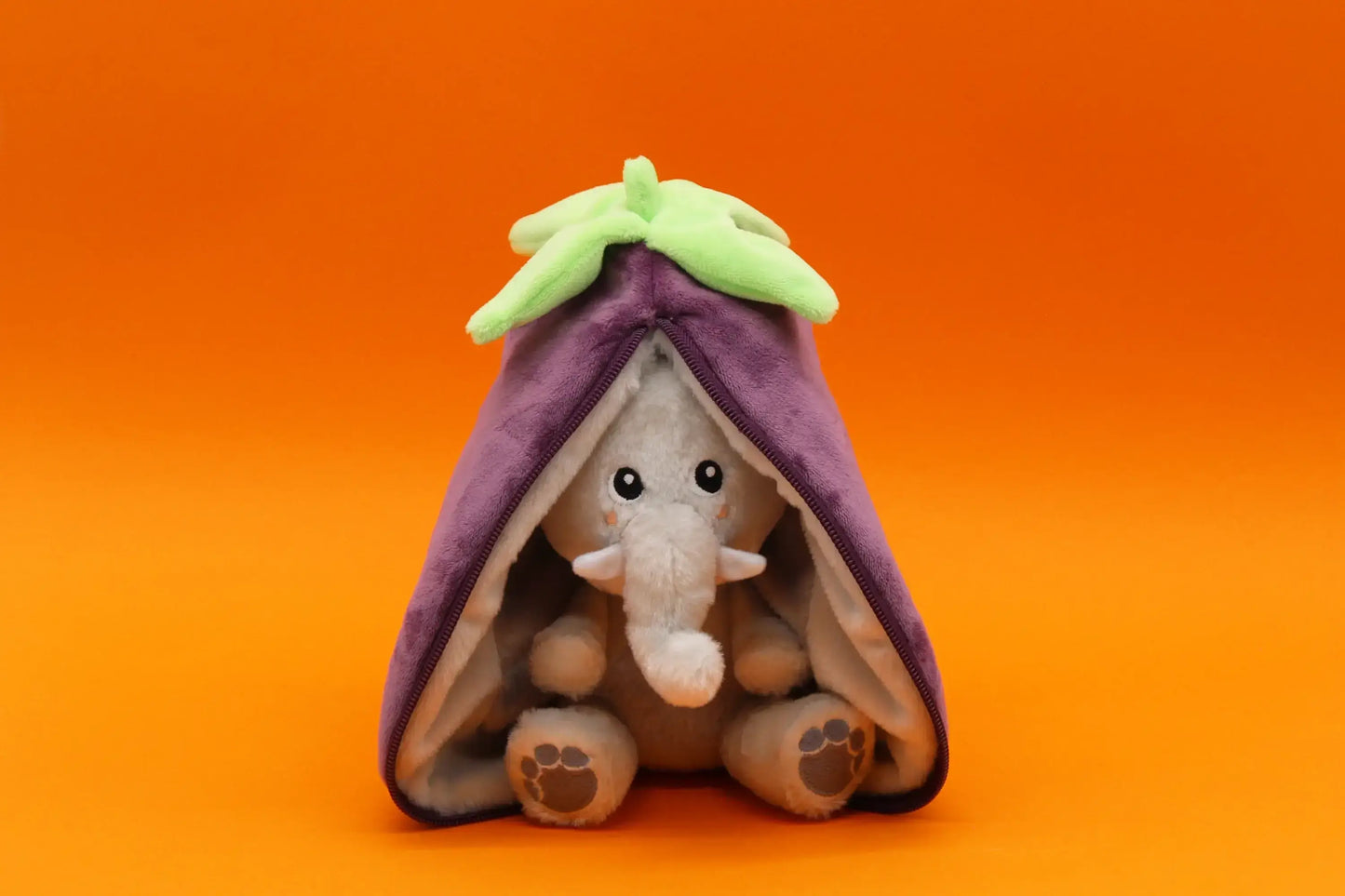 Velvet the elephant/eggplant soft toy - Flipetz