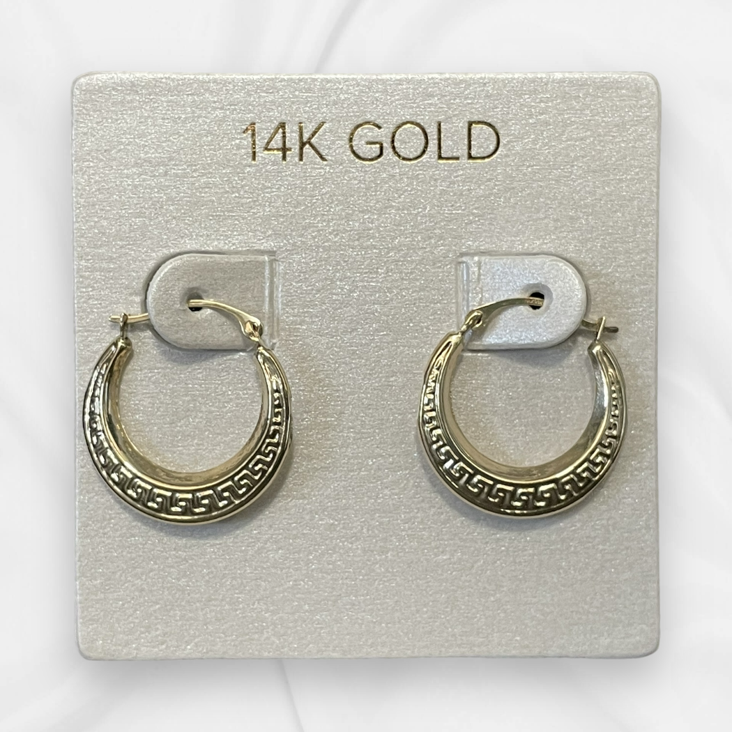 14K Gold Gorgeous Detailed Hoop Earrings