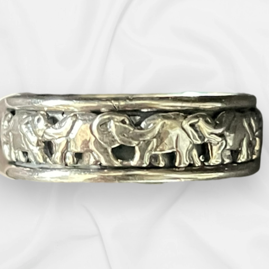 Lucky Elephant Sterling Silver Ring - Size 8