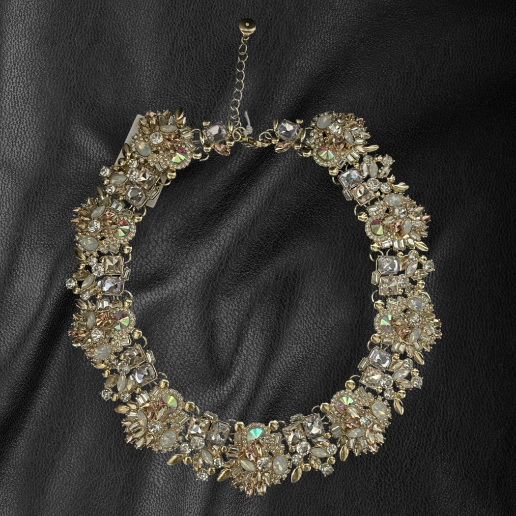 Bejeweled Collar Necklace with Glass Stones