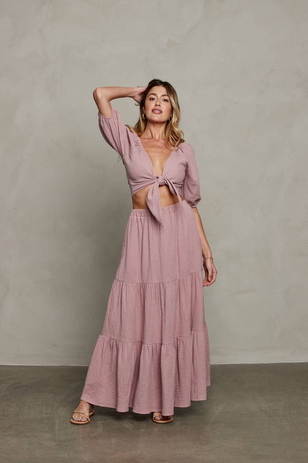 Bohemian Tie Front Top - Mauve