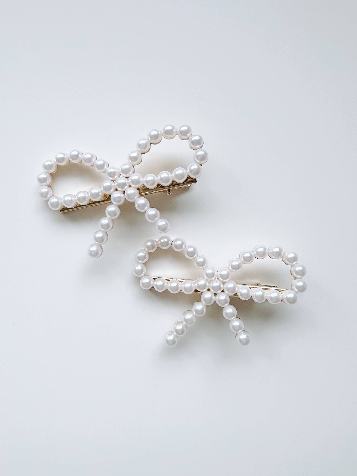 Pearl Bow Hair Clips - set of 2