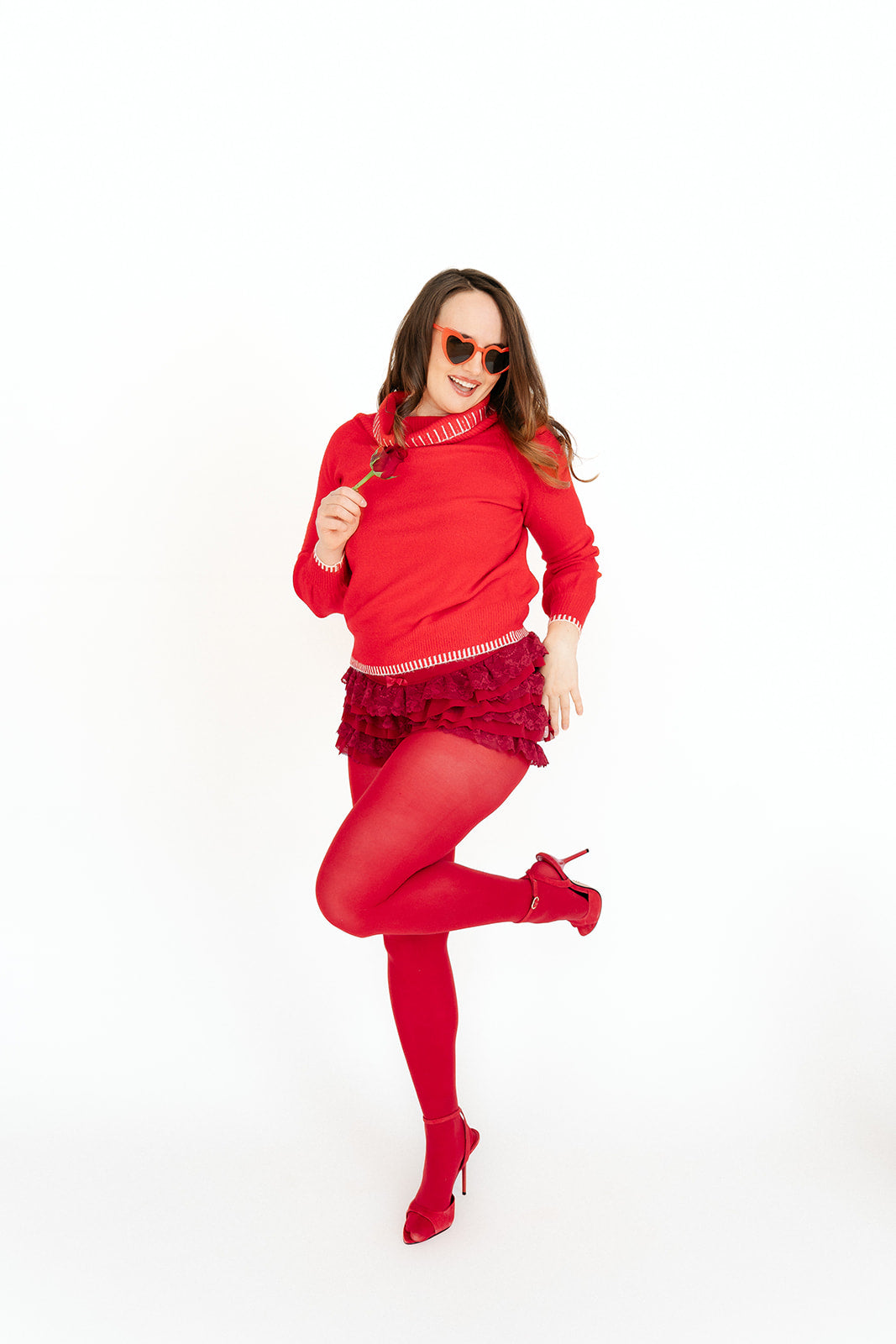 Red Knitted Stitch Cowlneck