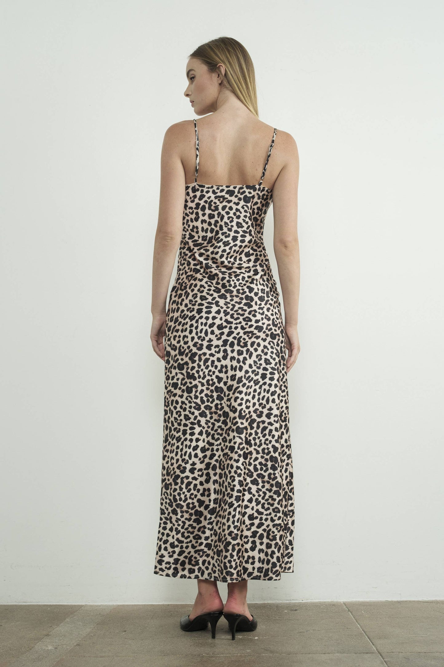 SATIN LEOPARD PRINT DRESS