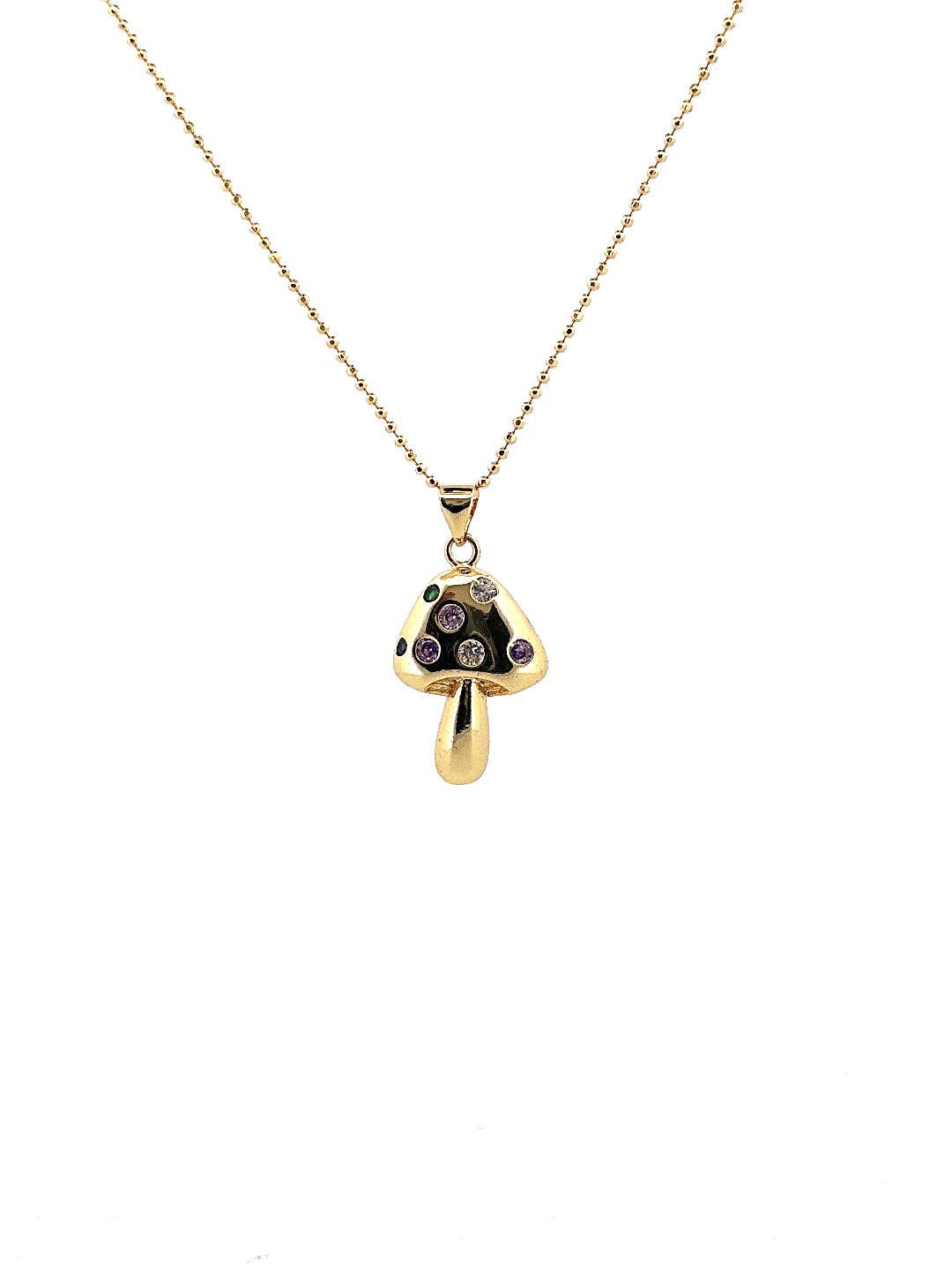 Fantastic Mushrooms Gold Charm Necklace