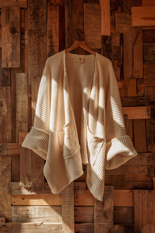 100% Organic Cotton Bohemian Oversized Sweater, Chic Cardi