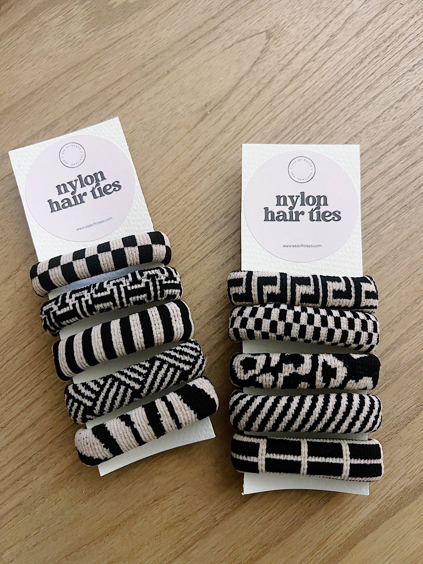 Hair tie pack - black/tan