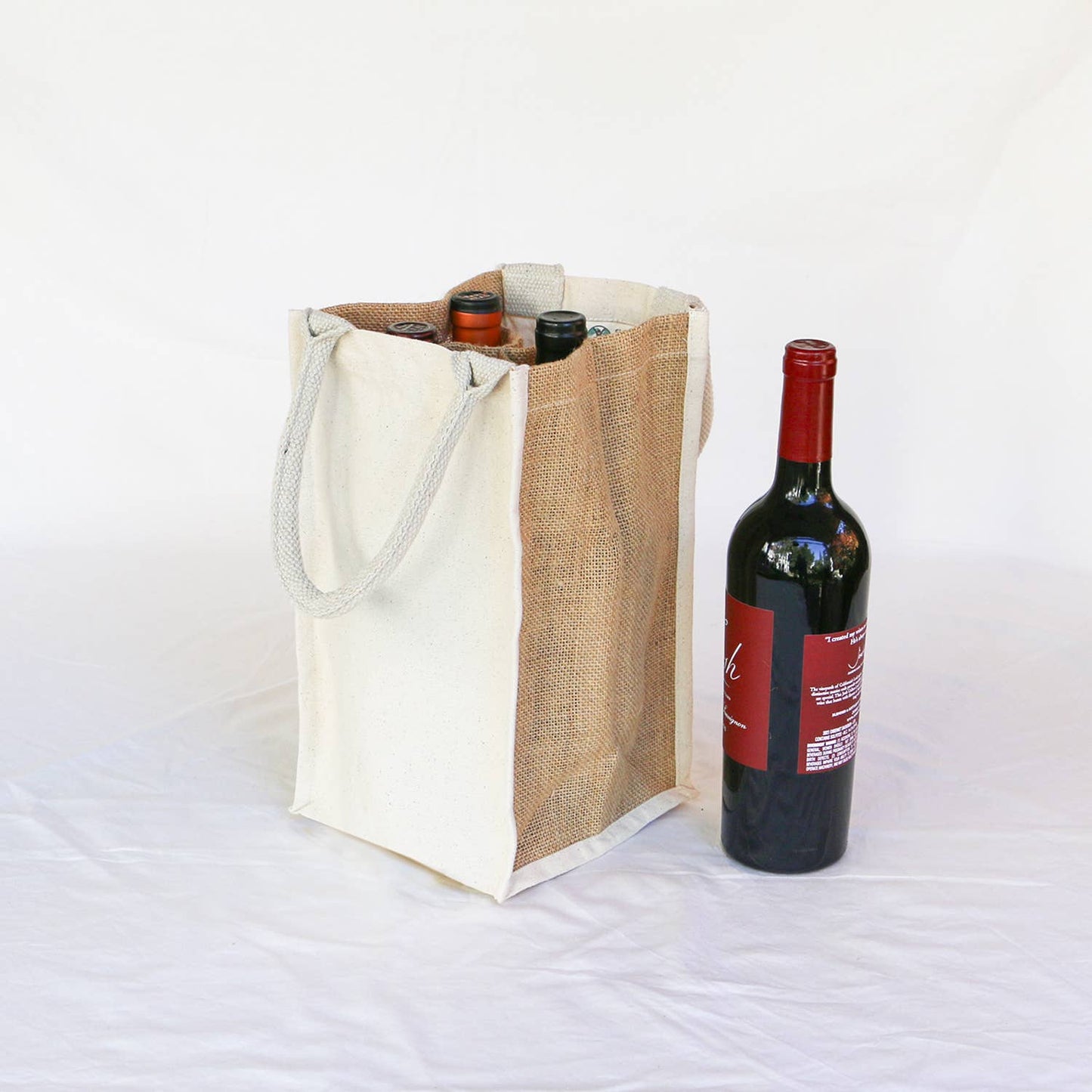 Canvas & Jute 4 Pocket Wine Tote