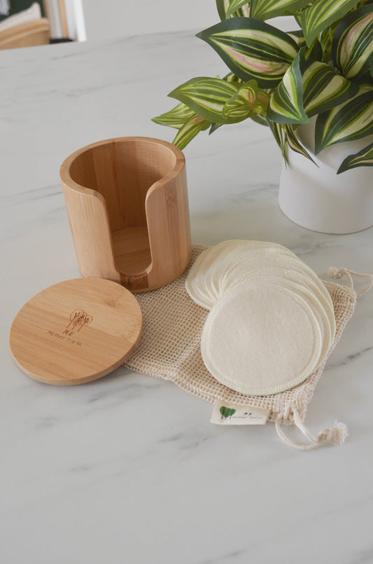 Bamboo Storage Box + Hemp Cotton Rounds | Zero Waste Beauty