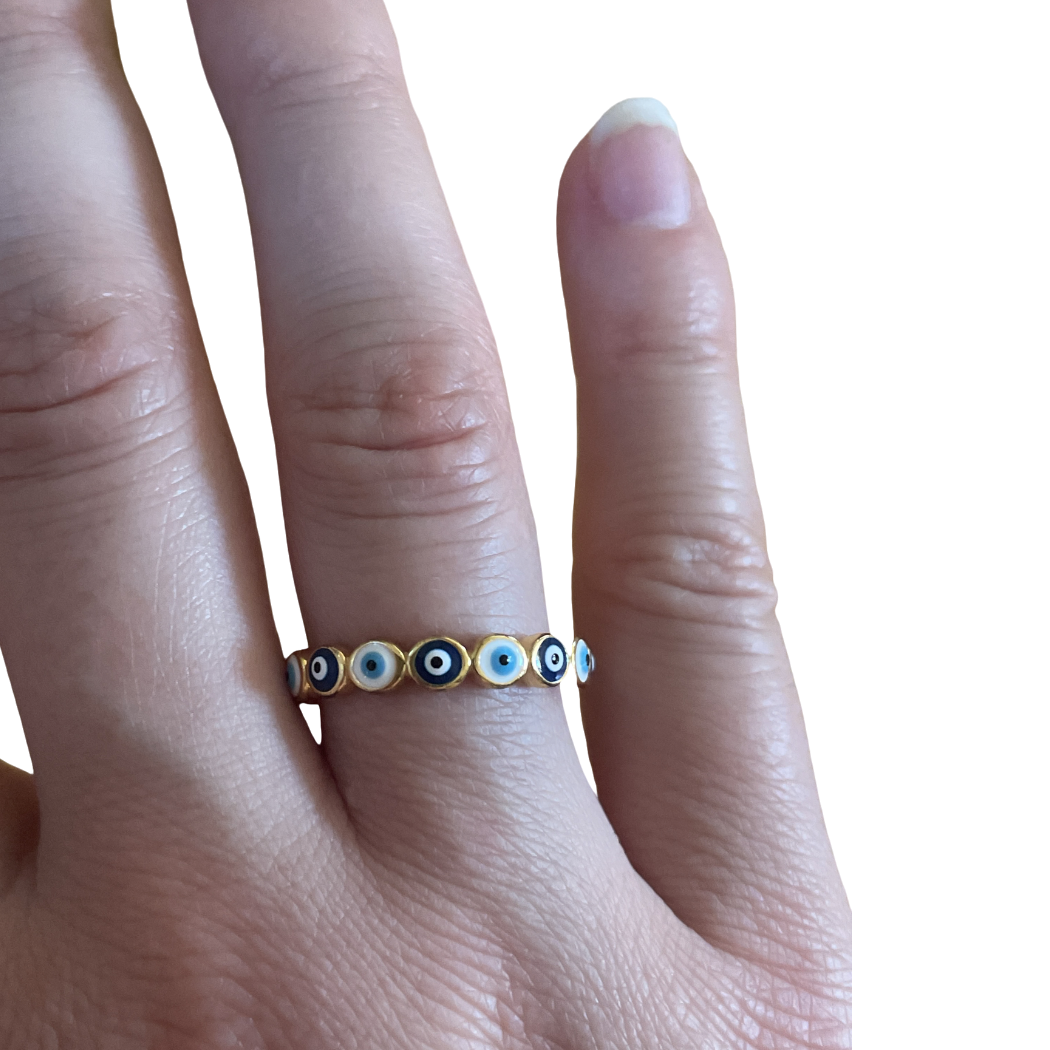 Sterling Silver Evil Eye Infinity Ring