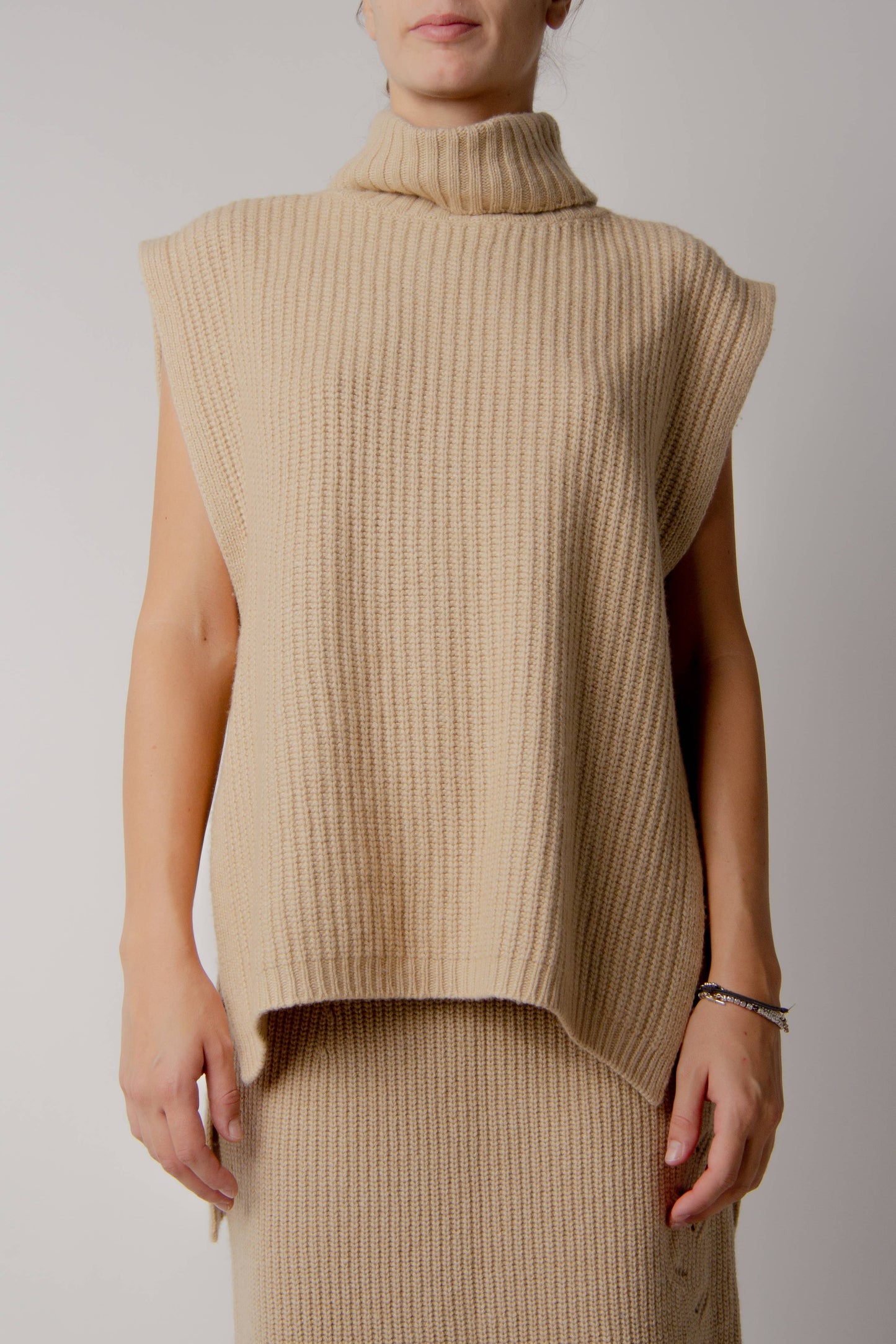 Cashmere Mix Turtleneck Tunic Sweater