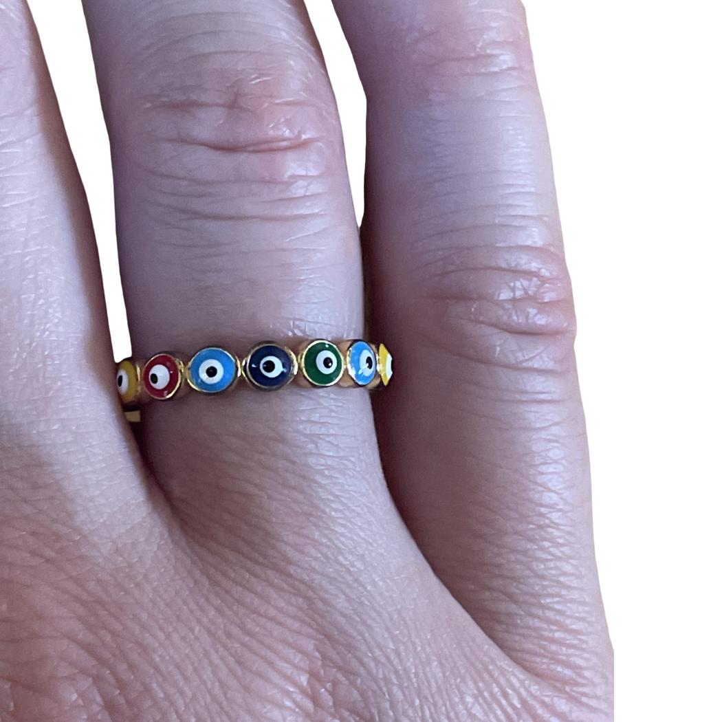 Sterling Silver Evil Eye Infinity Ring