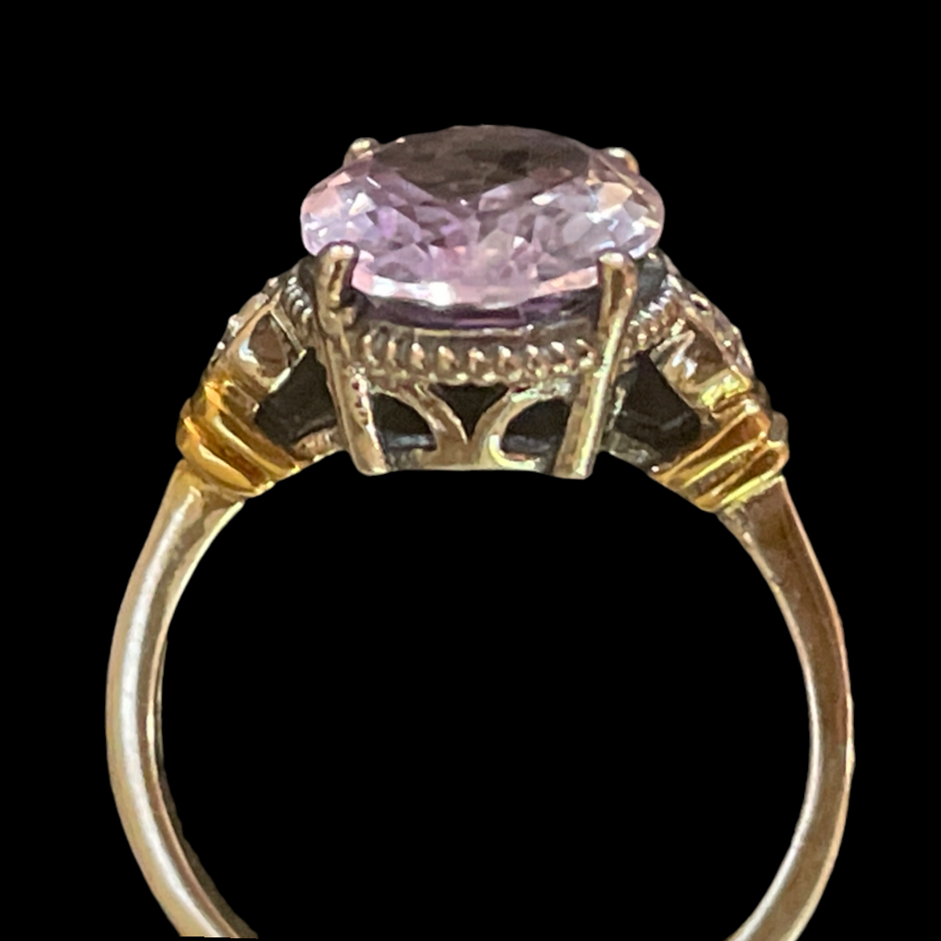 Stunning Sterling Silver Pink Amethyst Ring - Size 8