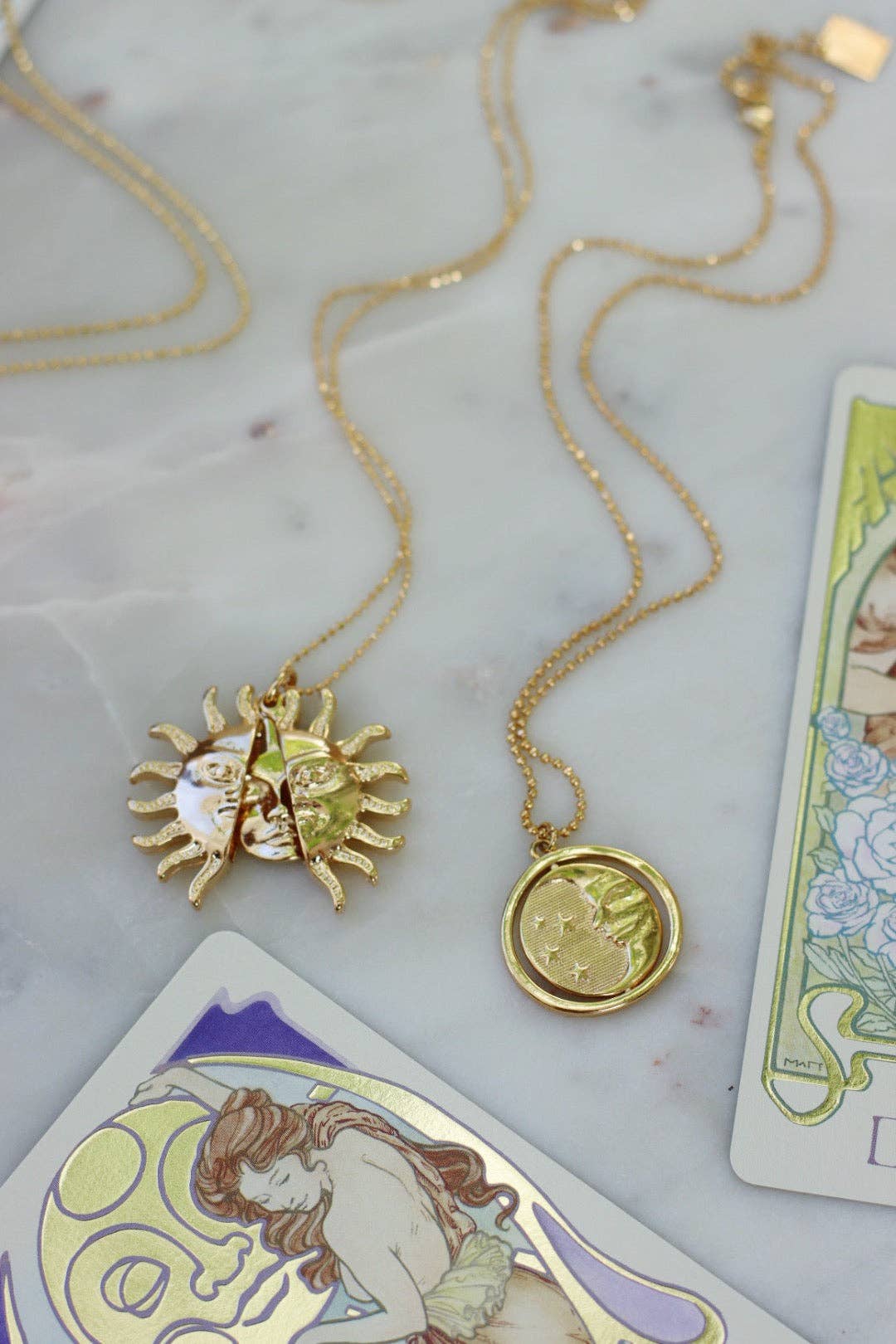 Sun And Moon Necklace In Gold
