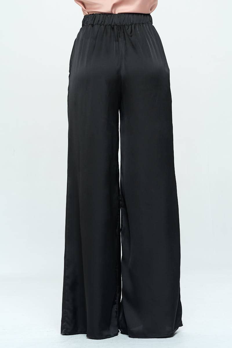 Business Casual Wide Leg Stretch Satin Pants