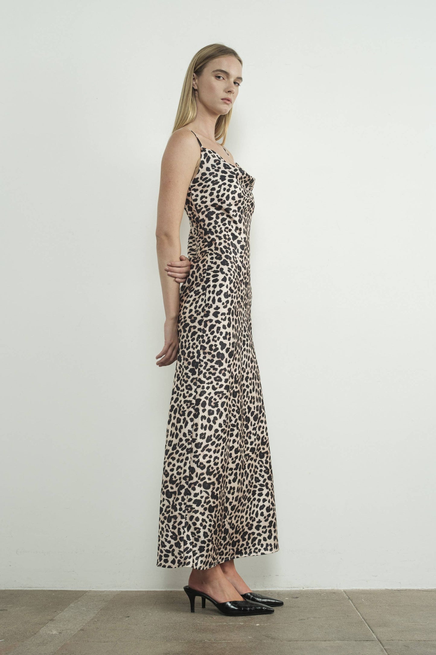 SATIN LEOPARD PRINT DRESS