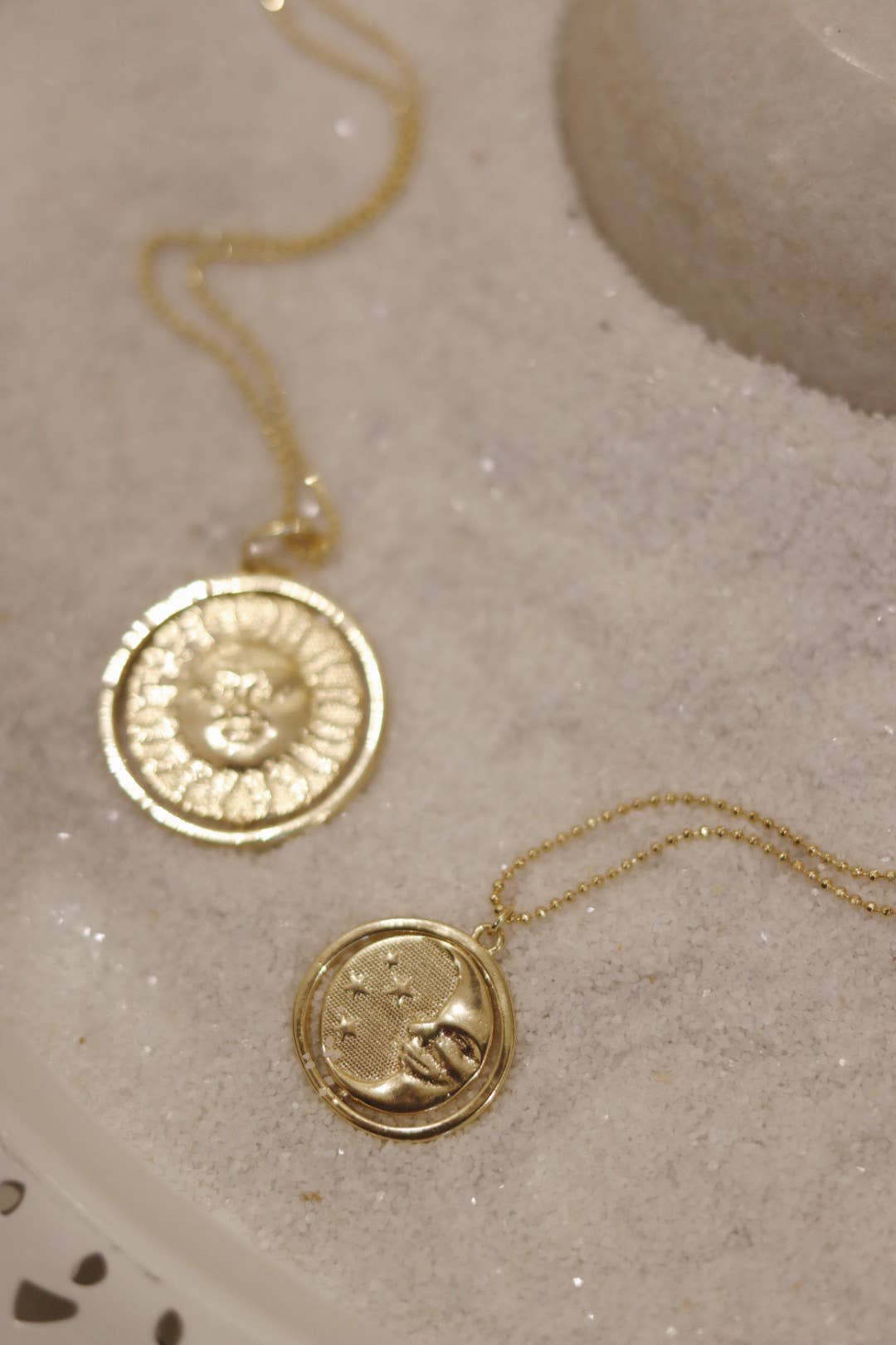 Rotating Sun And Moon Pendant Necklace Gold Zodiac Charm