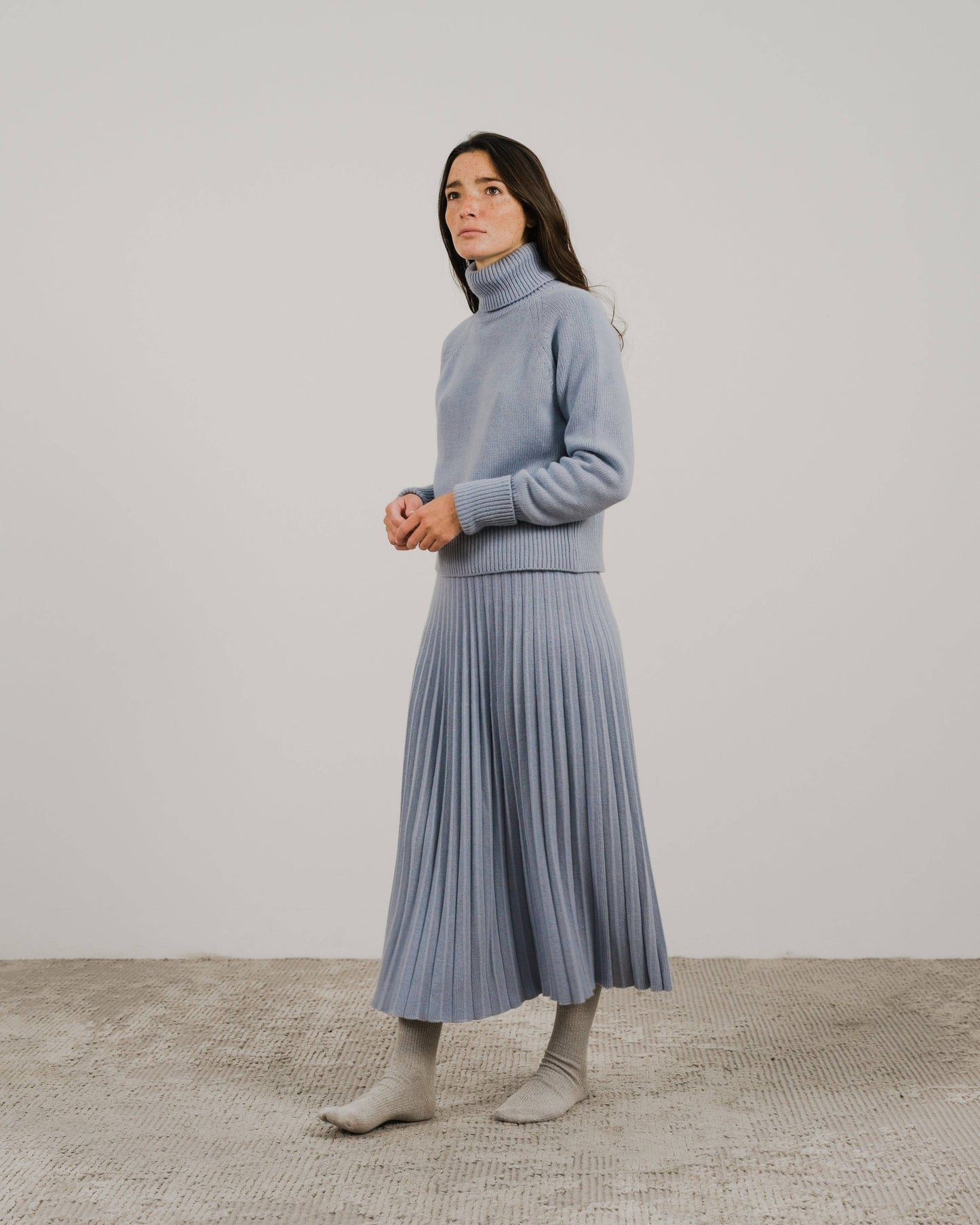 Cashmere Blend Pleated Skirt (3D knit)