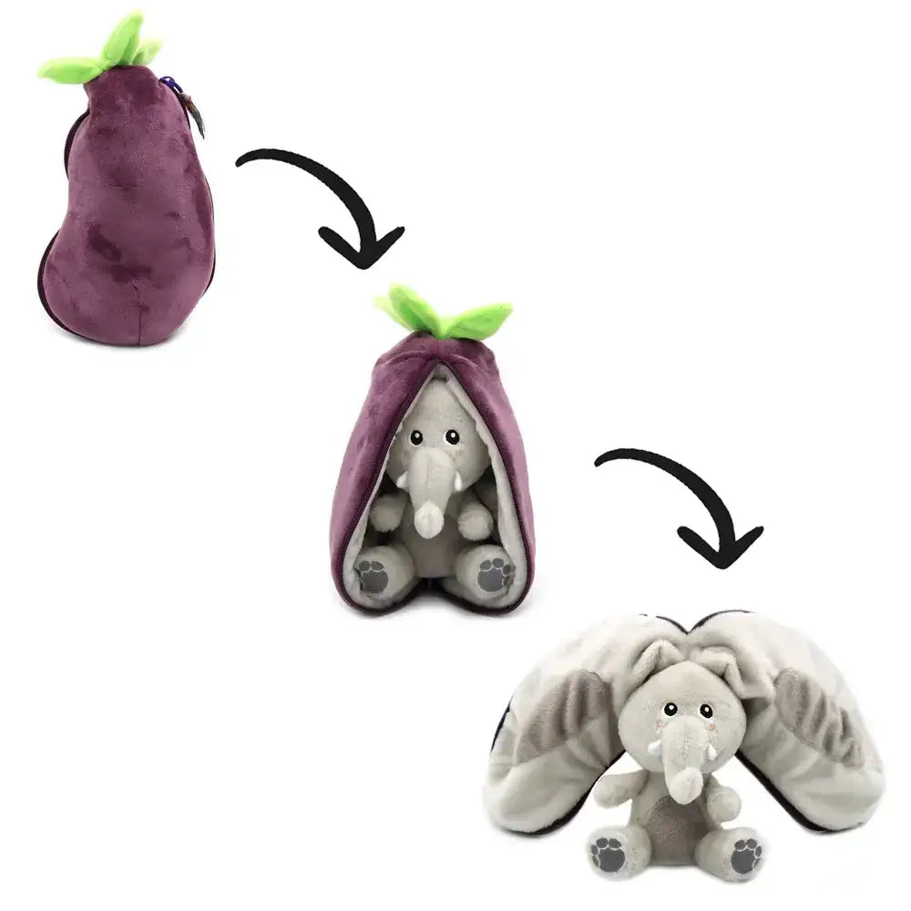 Velvet the elephant/eggplant soft toy - Flipetz