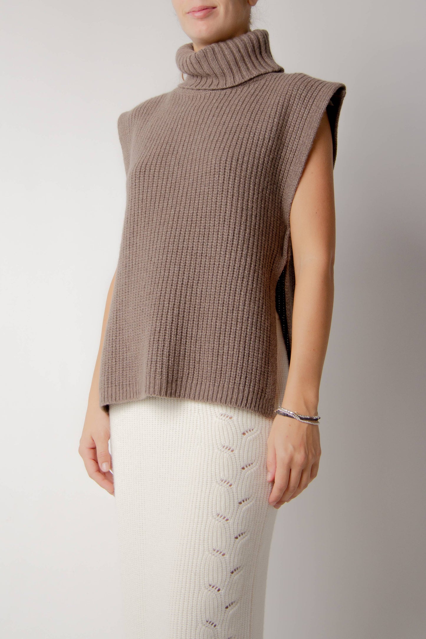 Cashmere Mix Turtleneck Tunic Sweater